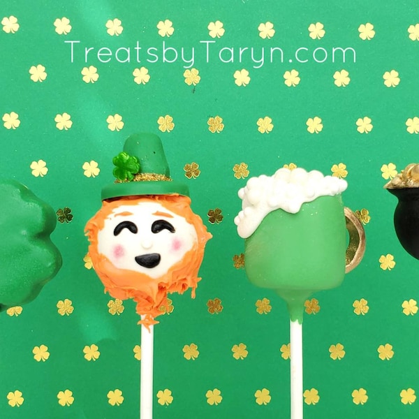 St Patrick's day cake pop set. St Patty's cake pops. Irish cake pops. Leprechaun cake pops. Pot of gold cake pops. St Patrick's day treats