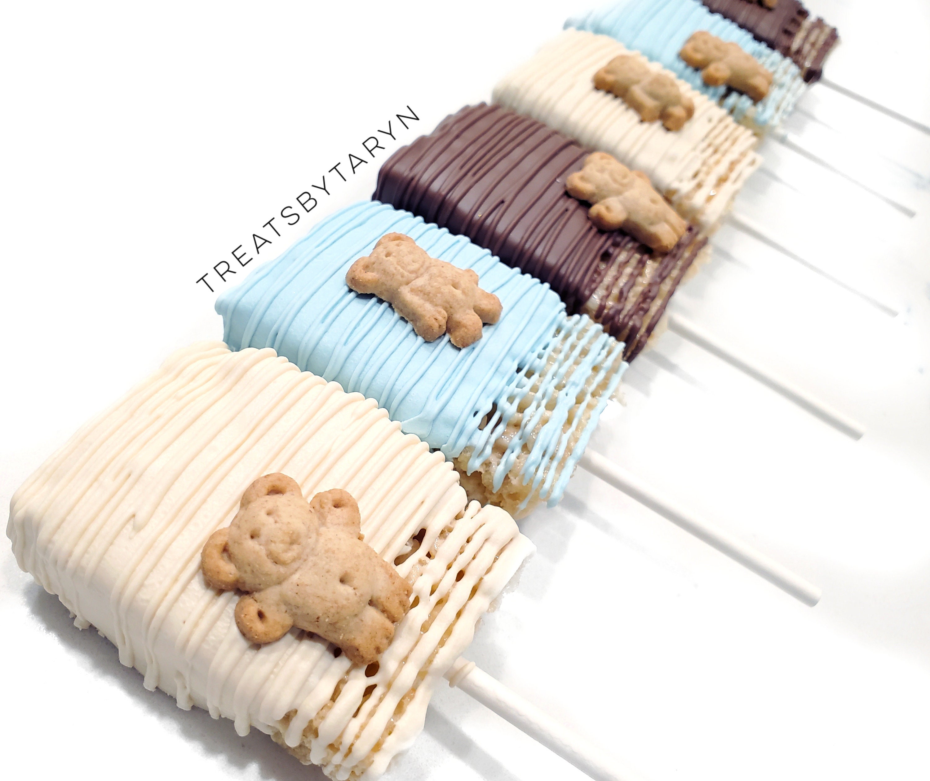 Chocolate Covered Rice Krispie Treats: Baby Blue Teddy Bear Shower ...