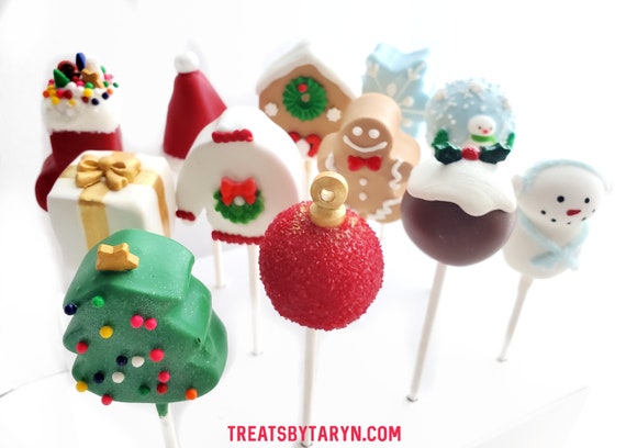 Christmas variety cake pops. Stocking treats. Christmas treats. Christmas cake pop. Christmas party decor. Tree pop. Snow globe. Gingerbread