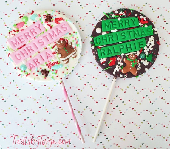 Christmas personalized chocolate lollipop. Christmas lollipop. Christ treats. Christmas stocking stuffers. custom Christmas lollipops.