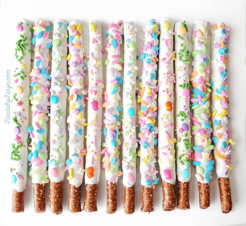 Easter Chocolate Covered Pretzels. Easter pretzels. Pastel Etsy