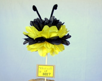 Bumble Bee Tissue Pom Pom Centerpiece: Gender Reveal Party Decor