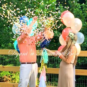 GOLD Baby Gender Reveal Balloon / 36 Gold Confetti Filled Balloon with Tassel Tail / It's a Boy / It's a Girl / Boho Party Decor image 2