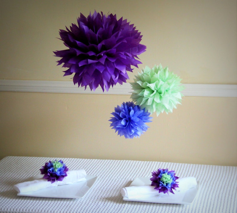 12 sur mesure fait à la main du papier de soie Pom Poms ...
