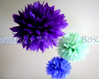 12 handgemachte Seidenpapier Pom Poms / S, M, L Pom Poms / Hochzeit Pom Poms / Babyparty / Kinderzimmer Dekoration