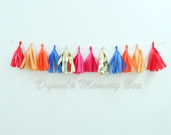 Mini Tissue Tassel Garland: Bollywood Party Decor, Jeweled Tones
