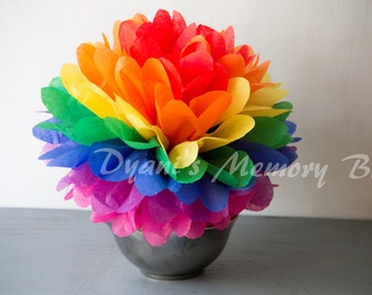 Regenbogen Seidenpapier Pom Pom: Handgemachte Party-Dekoration