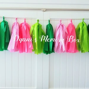 One in a Melon Tassel Garland / Pink Green Watermelon Decor / Watermelon Party
