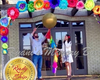 Gold Gender Reveal Balloon, 36" with Confetti Tassel