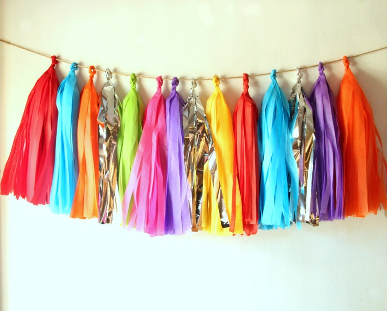 FIESTA Handmade Tissue Tassel Garland / Fiesta Tassel Backdrop / Fiesta Bunting / Bright Colors Garland image 4