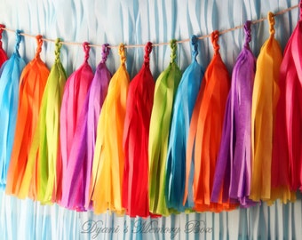 FIESTA Handmade Tissue Tassel Garland / Fiesta Tassel Backdrop / Fiesta Bunting / Bright Colors Garland