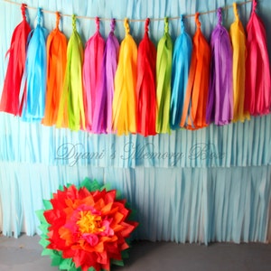 FIESTA Handmade Tissue Tassel Garland / Fiesta Tassel Backdrop / Fiesta Bunting / Bright Colors Garland image 2