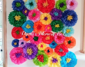 Fiesta Tissue Paper Flower Backdrop, Colorful Mexican Party Decor