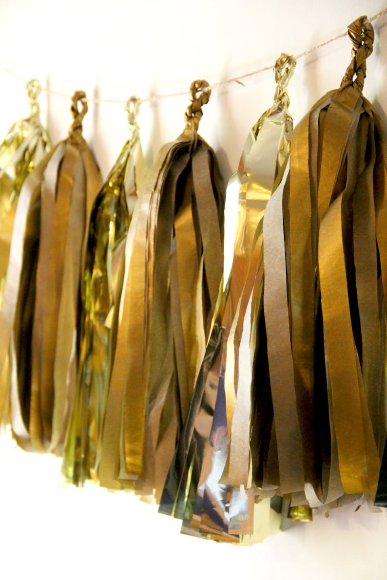 Metallic Gold Handmade Tissue Tassel Garland / Gold Decoration Etsy