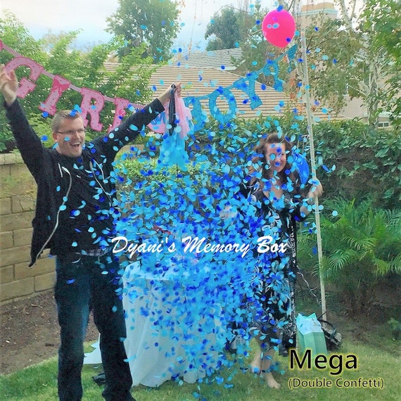 Black Gender Reveal Balloon with Tassel Tail / 36" Black Confetti Filled Balloon / Light Pink Blue Tassel Tail Balloon Il_570xn