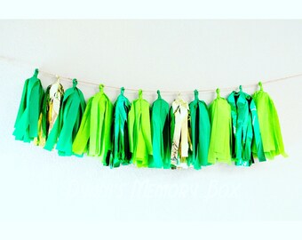 Green Tassel Garland / Minecraft Inspired Party / Jurassic World Inspired