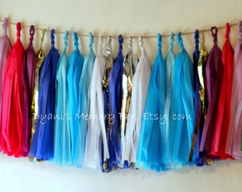 Frozen Inspired Handmade Tissue Tassel Garland   /  Elsa and Anna Garland / Tassel Party Hpme Decor