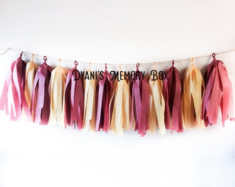 Burgundy and Harvest Gold Tissue Tassel Garland / Graduation Party /  Party Decor