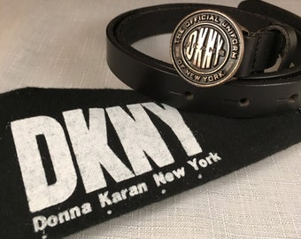 Donna Karan Black Leather Belt with Silver Buckle DKNY Womens Reversible Blk /Silver Leather Belt Sz 33 pre  main image 2