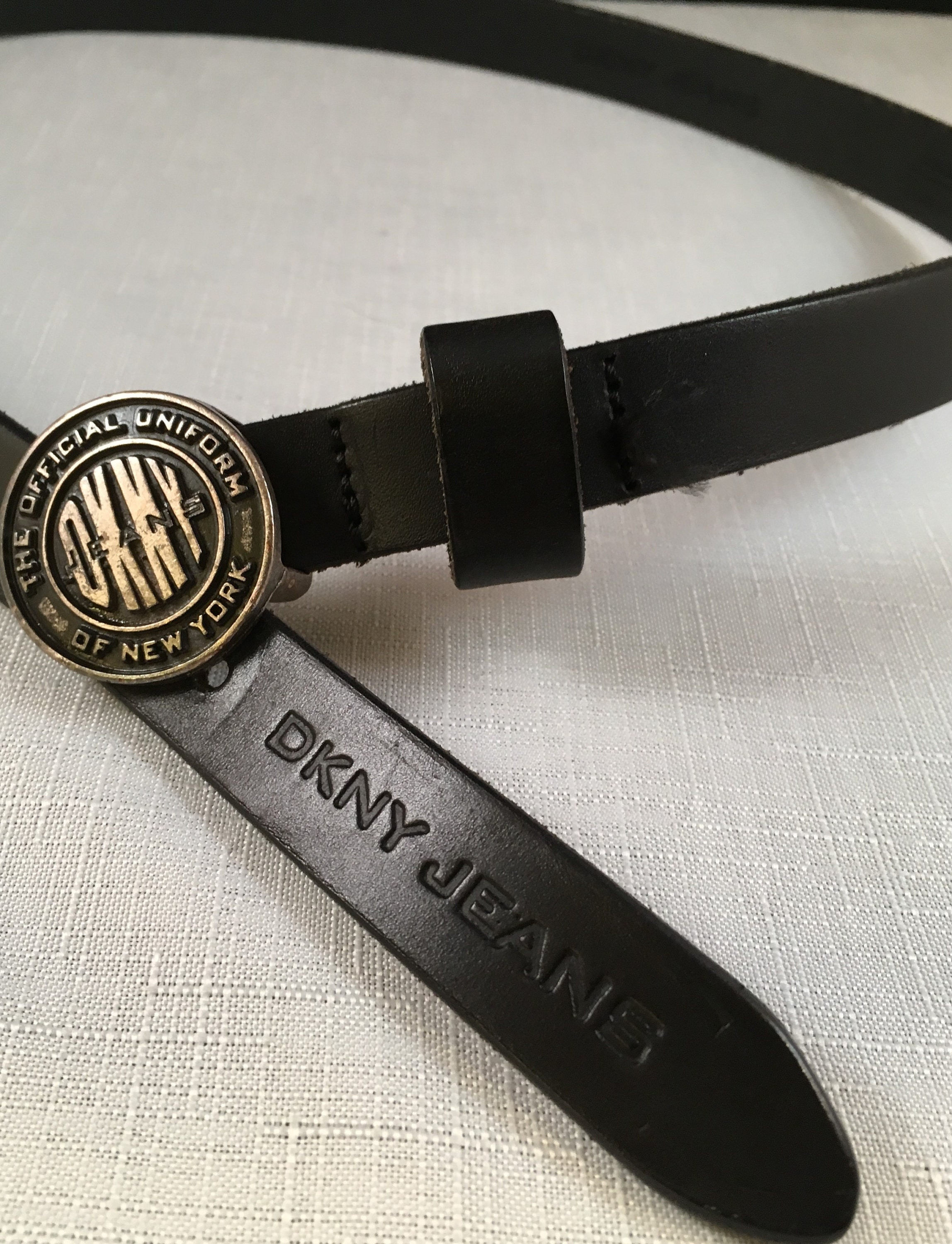 DKNY Jeans, Vintage Logo Black Leather Belt, Circa 1994 - Etsy