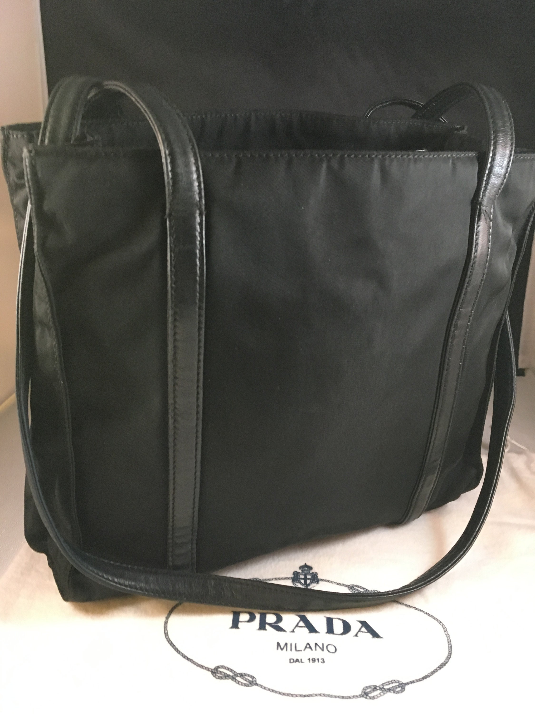 90s PRADA LEATHER NYLON BELTED TOTE BAG