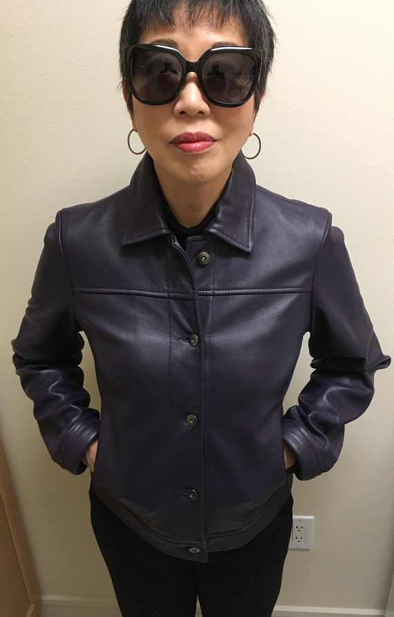 dkny leather jacket womens