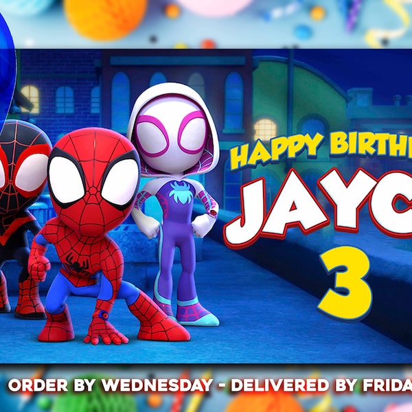 Spidey and Friends Birthday Banner | Spidey and Friends TV Show | 5 'x 3' Birthday Banner | FREE Mini Banner | FREE Shipping