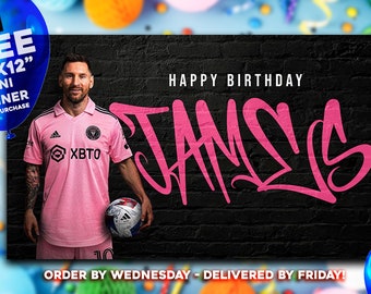 Messi Birthday Banner | Messi Soccer | 5 'x 3' Birthday Banner | FREE Mini Banner | FREE Shipping