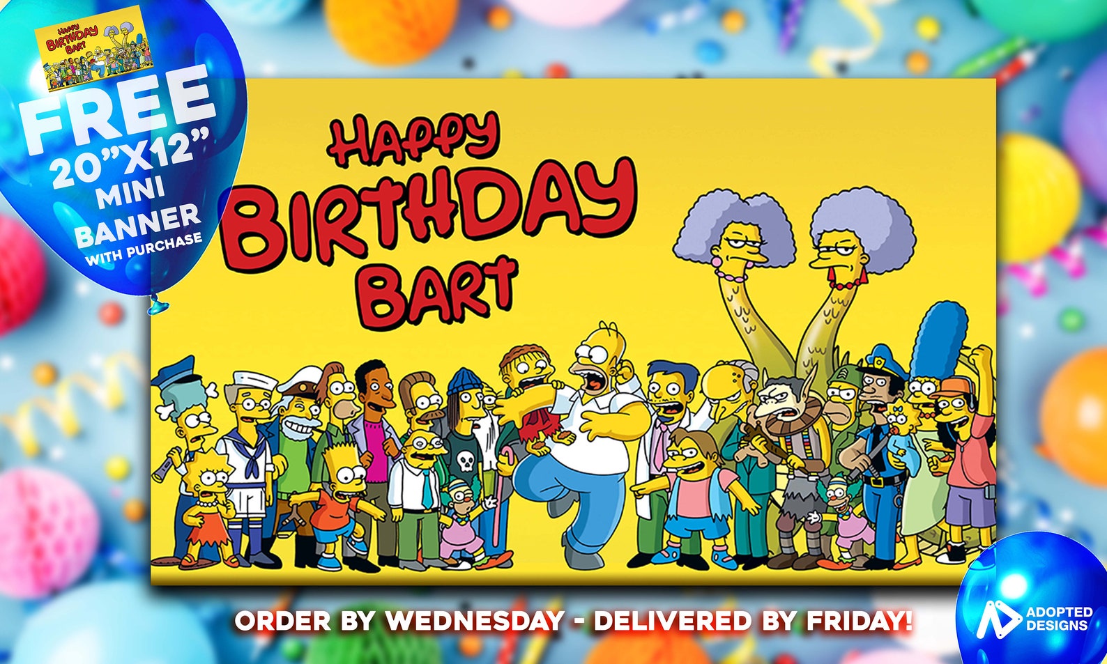 Simpson Birthday Banner Simpson TV show 5 'x 3' Etsy