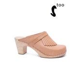 50 OFF Sandgrens Too Swedish Wooden Clogs for Women Sandgrens Clogs Venice Women High Rise Mules Leather Clogs Nude