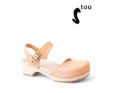 50 OFF Sandgrens Too Swedish Wooden Clogs for Women Sandgrens Clogs Saragasso Sandal Women Low Heel Shoes Leather Clogs Nude
