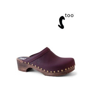 50% OFF Sandgrens Too / Swedish Wooden Clogs for Women / Sandgrens Clogs / Athens Mules / Women Low Heel Shoes / Leather Clogs / Plum EU 41