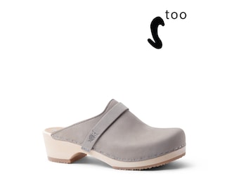 50% OFF Sandgrens Too / Swedish Wooden Clogs for Women / Sandgrens Clogs / Tokyo Mules / Women Low Heel Shoes / Leather Clogs / Stone