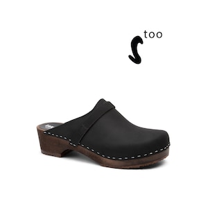 50% OFF Sandgrens Too / Swedish Wooden Clogs for Men / Sandgrens Clogs / Malmö Mules / Mens Low Heel Shoes / Nubuck Leather Clogs / Black