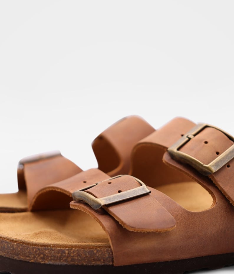 Cork Sandals in Brown leather