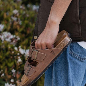 Cork Sandals in Brown leather