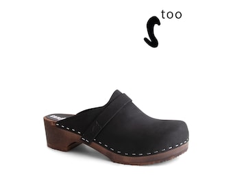 50% OFF Sandgrens Too / Swedish Wooden Clogs for Women / Sandgrens Clogs / Tokyo Mules / Women Low Heel Shoes / Leather Clogs