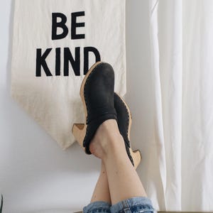 Clog Mules, Women Clogs, Wooden Clogs, High Heel Mules, Handmade, Sandgrens, Black Nubuck Leather, Maya