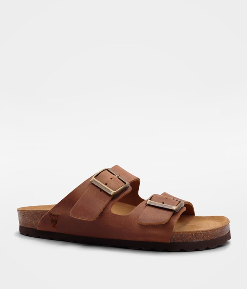 Cork Sandals in Brown leather