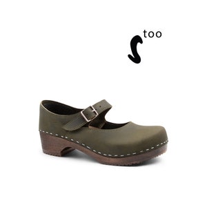 50% OFF Sandgrens TOO / Swedish Wooden Clogs for Women / Sandgrens Clogs / Mary Jane Closed Back / Women Low Heel Shoes / Leather Clog EU 39