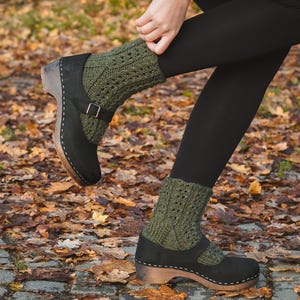Closed Back Clogs, Women Clogs, Clog Shoes, Mule Shoes, Handmade, Sandgrens, Black Nubuck Leather, Mary Jane
