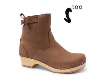 50% Off Sandgrens Too / Swedish Wooden Boots for Women / Sandgrens Clogs / New York Low Heel / Women Boots Clogs / Leather Boots / EU 35