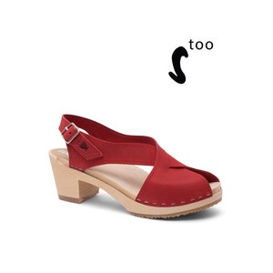 50% OFF Sandgrens Too / Swedish Wooden Clogs for Women / Sandgrens Clogs / Morocco Sandal / Women High Heel Shoes / Leather Clogs /Red EU 40