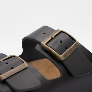 Cork Sandals, Summer Sandals, Mens Slide, Handmade, Original footbed, Sandgrens, Black Ember Nubuck Leather, Costa