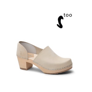 50% OFF Sandgrens TOO / Swedish Wooden Clogs for Women / Sandgrens Clogs / Brett Closed Back / Women High Heel Shoes / Leather Clogs / Sand