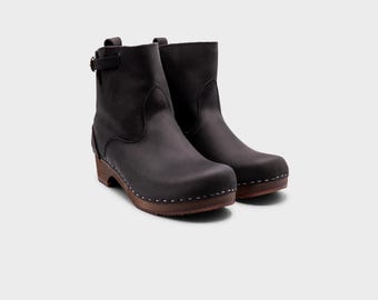 Botines de mujer, botas de madera, zapatos de plataforma, zuecos