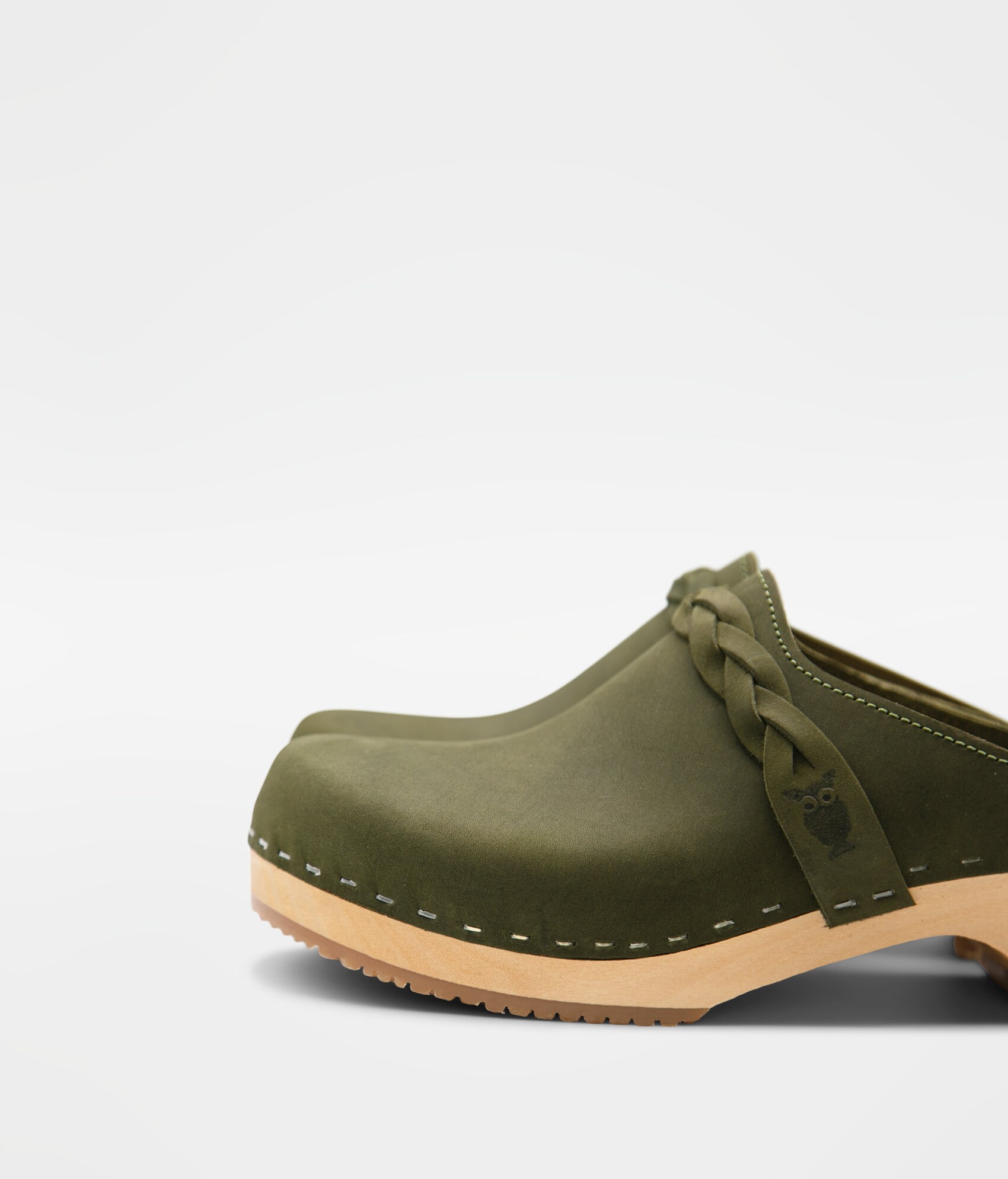 Olive Green Clog Mules for Men / Braided Strap / Sandgrens 