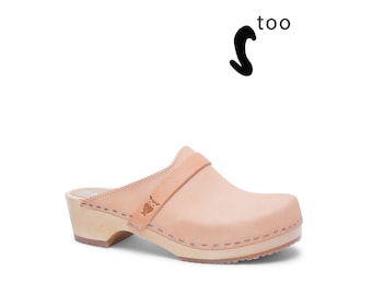 50% OFF Sandgrens Too / Swedish Wooden Clogs for Women / Sandgrens Clogs / Tokyo Mules / Women Low Heel Shoes / Leather Clogs / Ecru