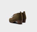 Womens Booties, Wooden Boots, Platform Shoes, Women Mule Clogs, Handmade, Sandgrens, Olive Green Nubuck Leather, Chukka Cap Toe