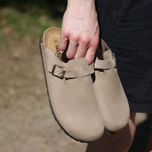 Cork Sandals, Women Slide, Summer Sandals,Handmade, Cushioned footbed, Sandgrens, Sandstone Beige Nubuck Leather, Toledo